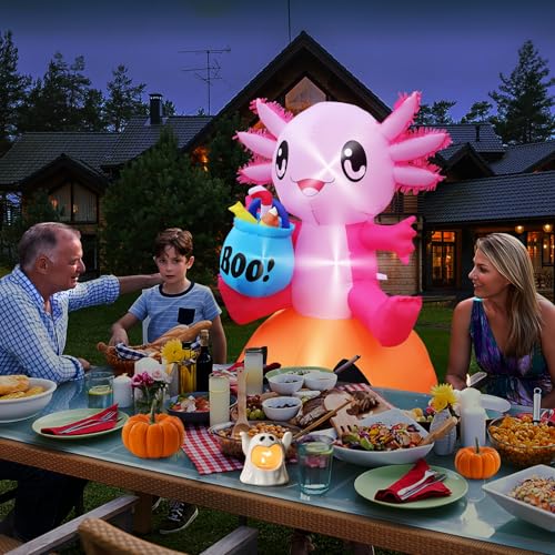 Outdoor Halloween Inflatable Axolotl Pumpkin with LED Lights - 5.2FT Yard Decor - Variation of THIS Listing