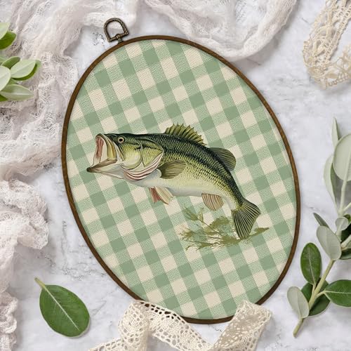 Fish Wall Art - Oval Canvas Frame, Nursery Decor for Kids Room - 11.3"L x 8.7"W - Fish1