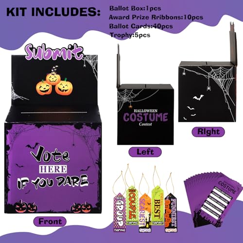 Halloween Costume Contest Ballot Kit - Purple, 51 Pcs Voting Box & Cards