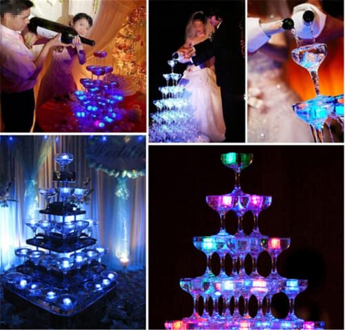 96 Pack Multi-Color Waterproof LED Ice Cubes - Light Up Drink Decor - Party & Wedding
