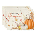 Hello Pumpkin Fall Placemats Set of 4 - 12 x 18 Inch Rectangular Table Decor