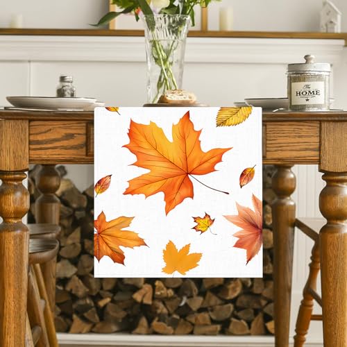 Thanksgiving Table Runner 13x72 Inch Fall Maple Leaf Design Orange - Size8