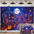 Halloween Pumpkin Village Backdrop 8x6FT Trick or Treat Scene - Fall Photo Background