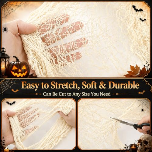 Beige Halloween Gauze Cloth Fabric - Creepy Decor Tapestry - 5 Pack