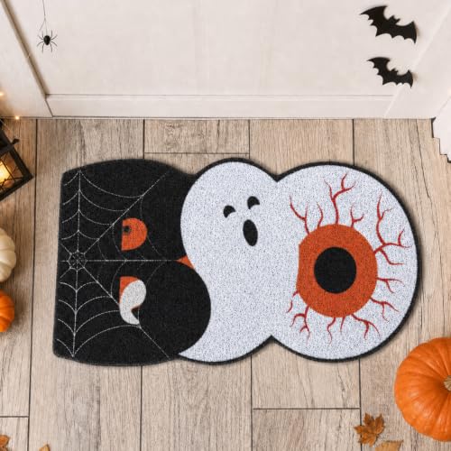 Halloween Doormat Spooky Welcome Mat with Spider Web Eyeball - 28 x 24 Inches