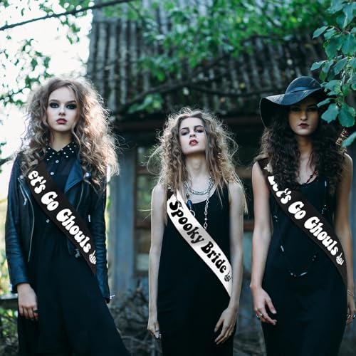 Halloween Bridal Sash Set - Spooky Bride and Bridesmaid Sashes for Gothic Bachelorette Party