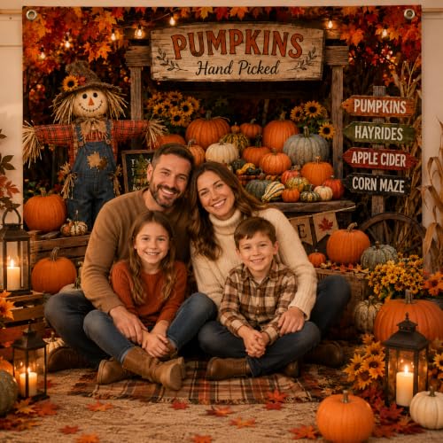 Fall Thanksgiving Garage Door Banner - Autumn Harvest Scarecrow & Pumpkin Decoration - Fall-2