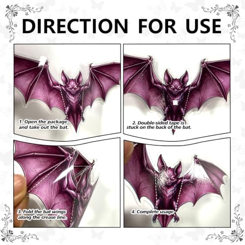 Halloween 3D Purple Bat and Spider Wall Stickers - Creepy Gothic Decor, Peel & Stick, Spider Variation