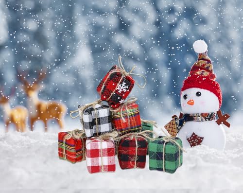 Mini Christmas Tree Ornaments Set - 24 Tiny Gift Box Decorations for Holiday Tree & Party