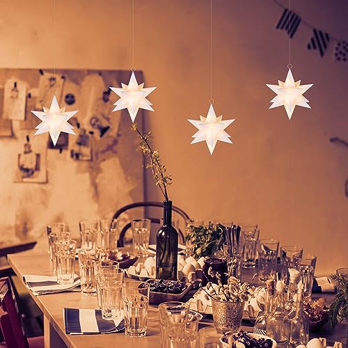 Floating Star Lights with Remote Control - 4 Pack 5-Inch Moravian Xmas Decor