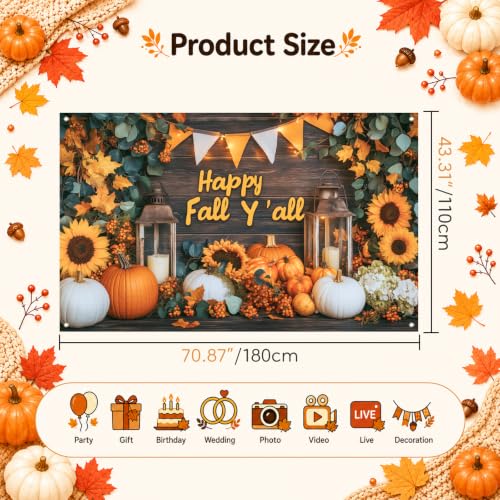 Happy Fall Banner - Fall Decor 3 - 71x43 Inches Autumn Wall Hanging