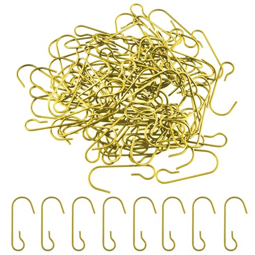 Gold Christmas Ornament Hooks - Bendable Metal Stocking & Tree Hangers (100 Pack)