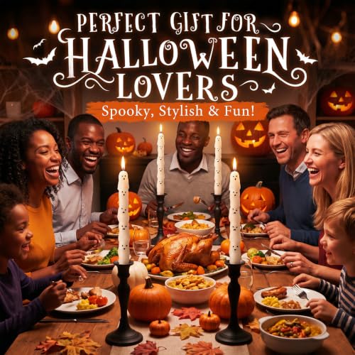 Halloween Ghost Candles Set of 6 - Spooky Table Decor & Long Burn Time