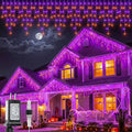 Halloween Icicle Lights Outdoor - 300 LED Purple & Orange, 32ft, 8 Modes, Connectable
