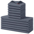 Homaxy 12-Piece Cotton Kitchen Towels and Dishcloths Set - Dark Grey