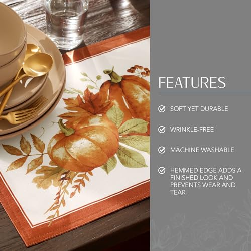 Autumn Pumpkin Grove Fall Placemat Set of 4 - Multicolor, 13x19 Inches