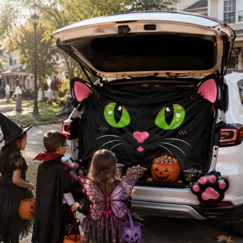 Halloween Black Cat Car Decorations Kit for SUV Trunk & Home Entryway