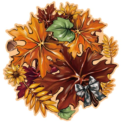 Disposable Fall Maple Leaves Paper Placemat Set - Orange Leaves, 50 Pack, 13x12.6 Inch
