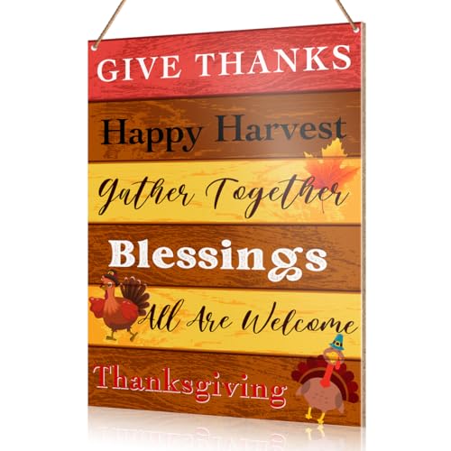 Thanksgiving Hanging Sign - Autumn Fall Rustic Wooden Wall Decor J3
