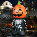4FT Inflatable Skeleton with Pumpkin Head Lighted Halloween Decoration for Yard Porch Garden