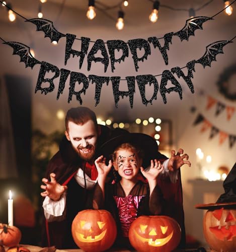 Vampire Themed Birthday Banner - Halloween Bat & Vampire Party Decorations