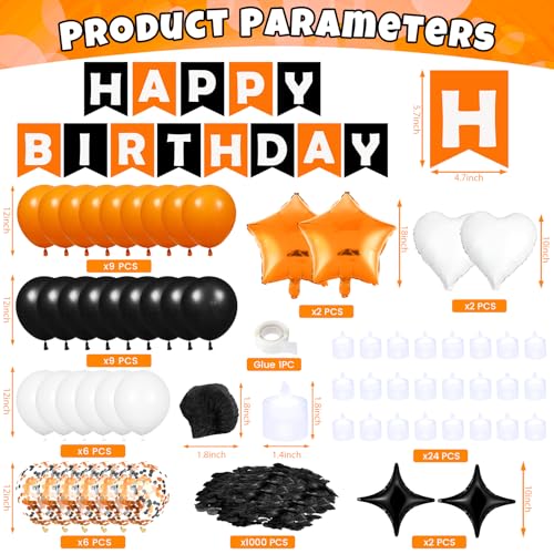 Halloween Birthday Balloons Decorations Orange Black & White Party Banner & Star Balloons - Variation of THIS Listing