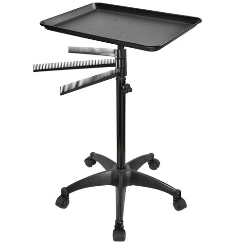 Salon Rolling Tray, Styling Tray Cart with 3pcs Hair Rack, Tattoo Tray Trolley Height Adjustable, Service Storage Tray Trolley for Beauty Salon Clinic Spa