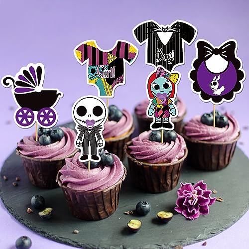 24PCS Halloween Night Before Christmas Cupcake Toppers Cake Decorations