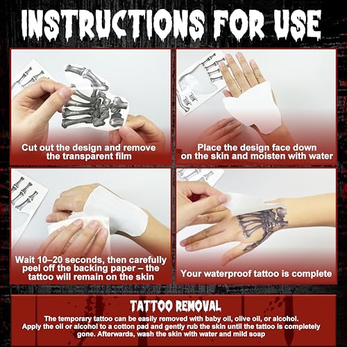 Halloween Face Tattoos Set - Waterproof Fake Scars & Spooky Makeup Stickers
