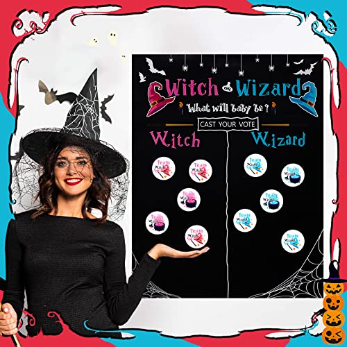 Gender Reveal Party Supplies - Wizard or Witch Decorations & Voting Stickers Set