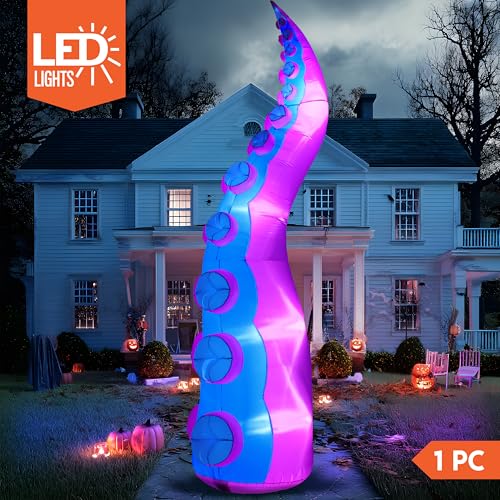 12ft Inflatable Octopus Tentacles Halloween Decor with LED Lights for Outdoor Yard & Party