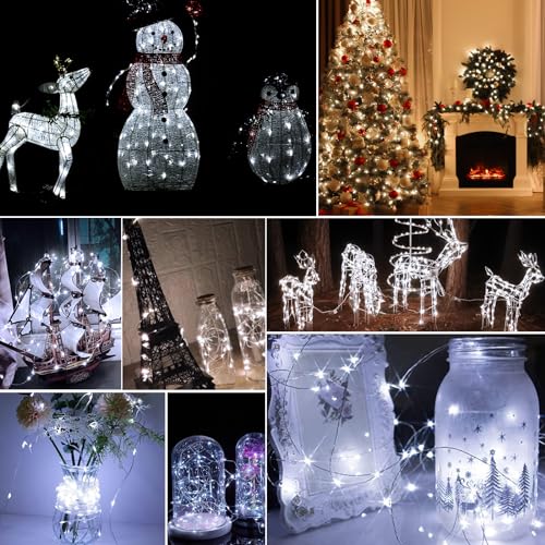 White Battery Operated Fairy String Lights 6 Pack - Waterproof 7ft LED with Remote
