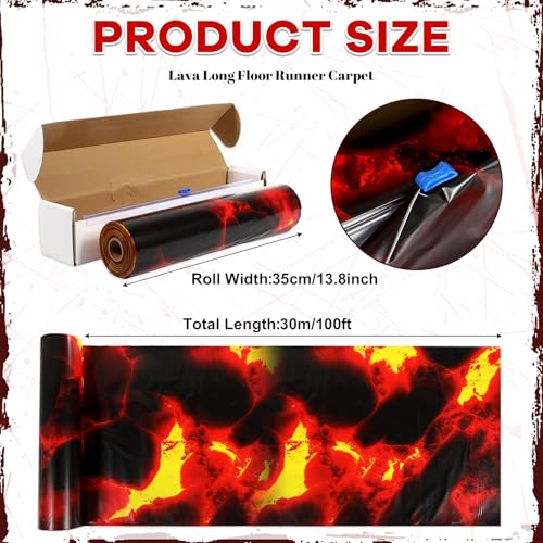 Lava Floor Runner Carpet with Cutter Box for Halloween Party Decor