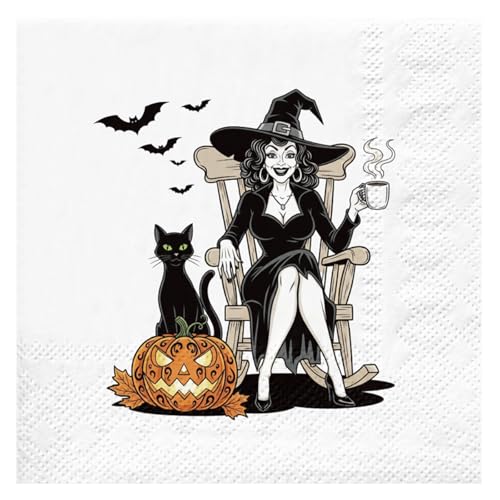 Elegant Witch Halloween Napkins - 25 Pack, 5x5 Inch, Chic Table Decor