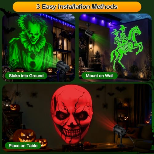 12-in-1 Halloween Projector Lights - Outdoor Dynamic 3D Motion Decor - Clown Variation