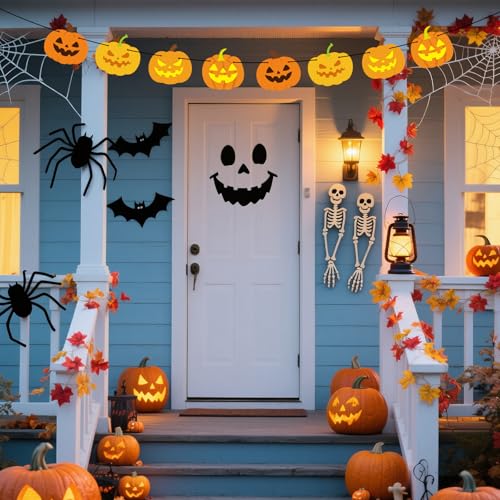 Halloween Pumpkin Garland - Fall Wall Decor for Halloween & Thanksgiving