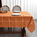 Heavy Duty Linen Tablecloth 60x120 Inch Burnt Orange - Plaid Variation