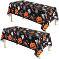 Disposable Halloween Tablecloth 2 Pack - Creepy Pumpkin Ghost & Web Designs