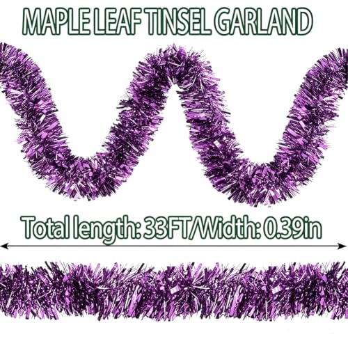 Lilac 33Ft Christmas Garland Decorations Tinsel Streamers for Holiday Home Decor