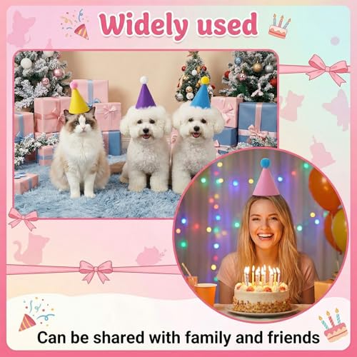 Mini Party Hats for Stuffed Animals - Colorful Felt Cone Birthday Accessories
