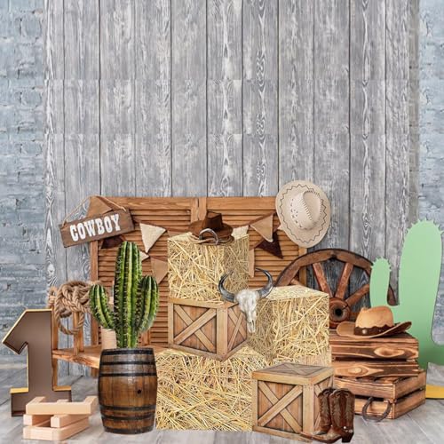Western Cowboy Party Decorations Set with Hay Bales & Centerpieces - Rustic Farm Theme