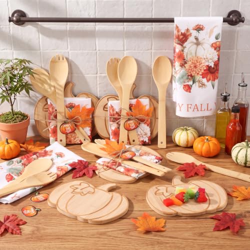 Fall Housewarming Gift Set with Pumpkin Cutting Boards & Kitchen Decor - 31 Pcs - Variation of Pumpkin
