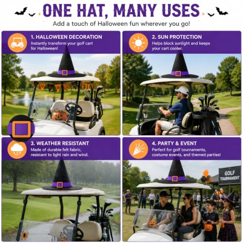 Halloween Witch Hat Car Decoration Set for Golf Carts & Trucks