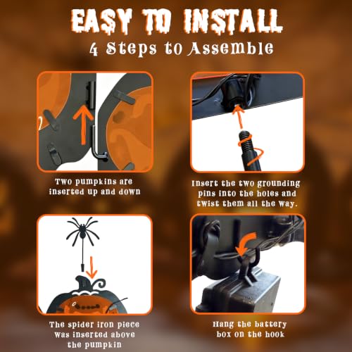 Outdoor Metal Pumpkin Pathway Lights - Black Halloween Garden Decor