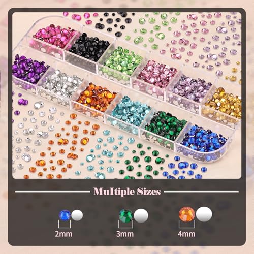 Nail Art Rhinestone Kit A01 AB & Clear Gems Multicolored 15ml Glue Set