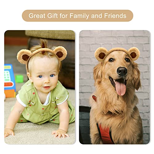 Brown Bear Ears Headband - Fluffy Animal Hair Accessory for Kids & Adults - 2 Pack