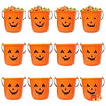 Halloween Pumpkin Trick or Treat Buckets - Set of 12, Smile Jack-O-Lantern Design