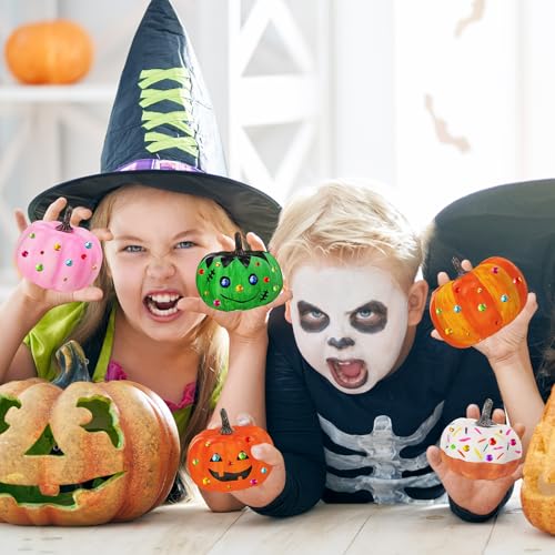 8-Piece DIY Pumpkin Painting Kit with Foam Pumpkins & Face Stickers - Fall Crafts for Halloween & Thanksgiving