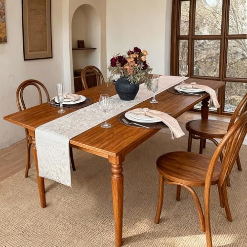 Jacquard Waterproof Table Runner - Milky White, 12x48 Inches - Elegant Dining Decor