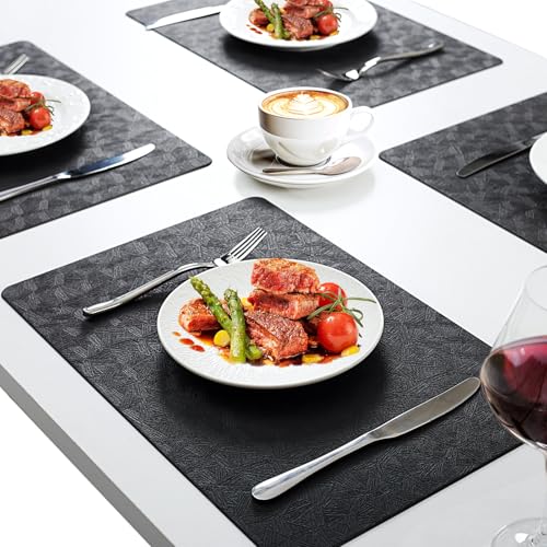 Black Halloween Plastic Placemat Set of 12 Faux Leather Table Mats